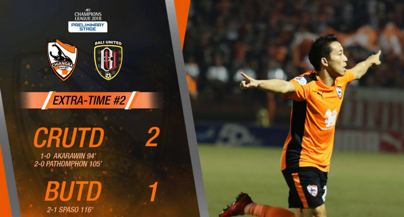 เชียงราย ยูไนเต็ดเอาชนะบาหลี ยูไนเต็ดไป 2-1 (0-0) ในช่วงต่อเวลาพิเศษ