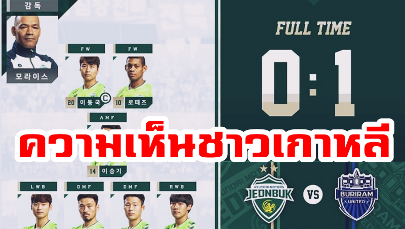 มุมมองของชาวเกาหลีใต้หลังบุรีรัมย์ ชนะ ชุนบุค 1-0 ศึก ACL